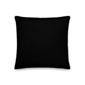 Premium Pillow with a silver cover with a black and photo of a budding Lily back view in all black