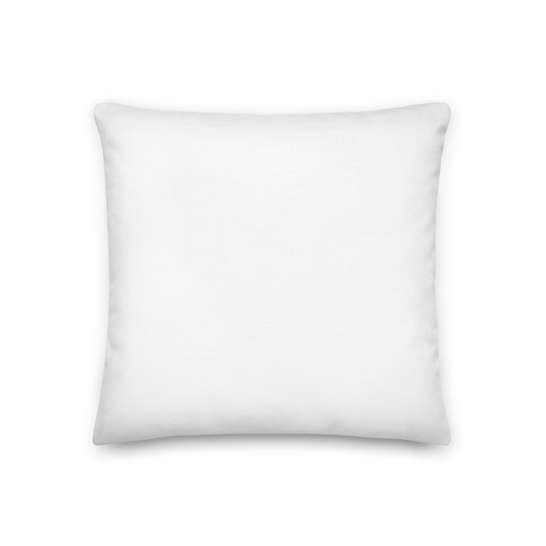 Back view in white of a Premium Pillow with an ink drawing of a 1920's woman in a mask and holding a long cigarette