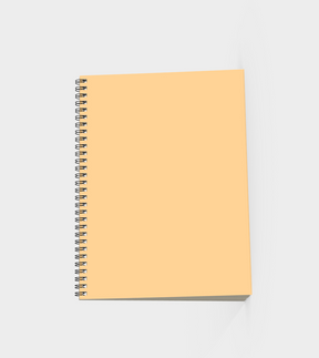 spiral bound journal in muted yellow with a young woman jumping in the air with the words Got NO Time For You both the woman and words are pink back view