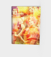 spiral bound journal with a montage image of a beautiful fashion clown