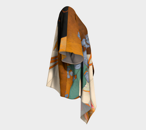 Draped Kimono with the painted image of a Geisha holding some violets right side