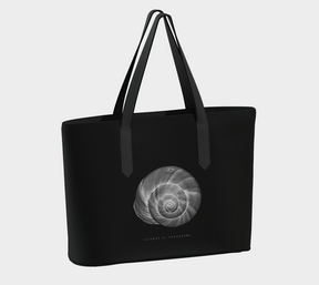 Vegan Leather Tote Bag with shell and "Imperfect is Perfect" quote